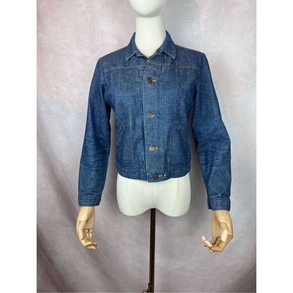 Vintage Wrangler Maverick Denim Embroidered Jacket Chainstitch 1970s Rockabilly - Picture 1 of 16